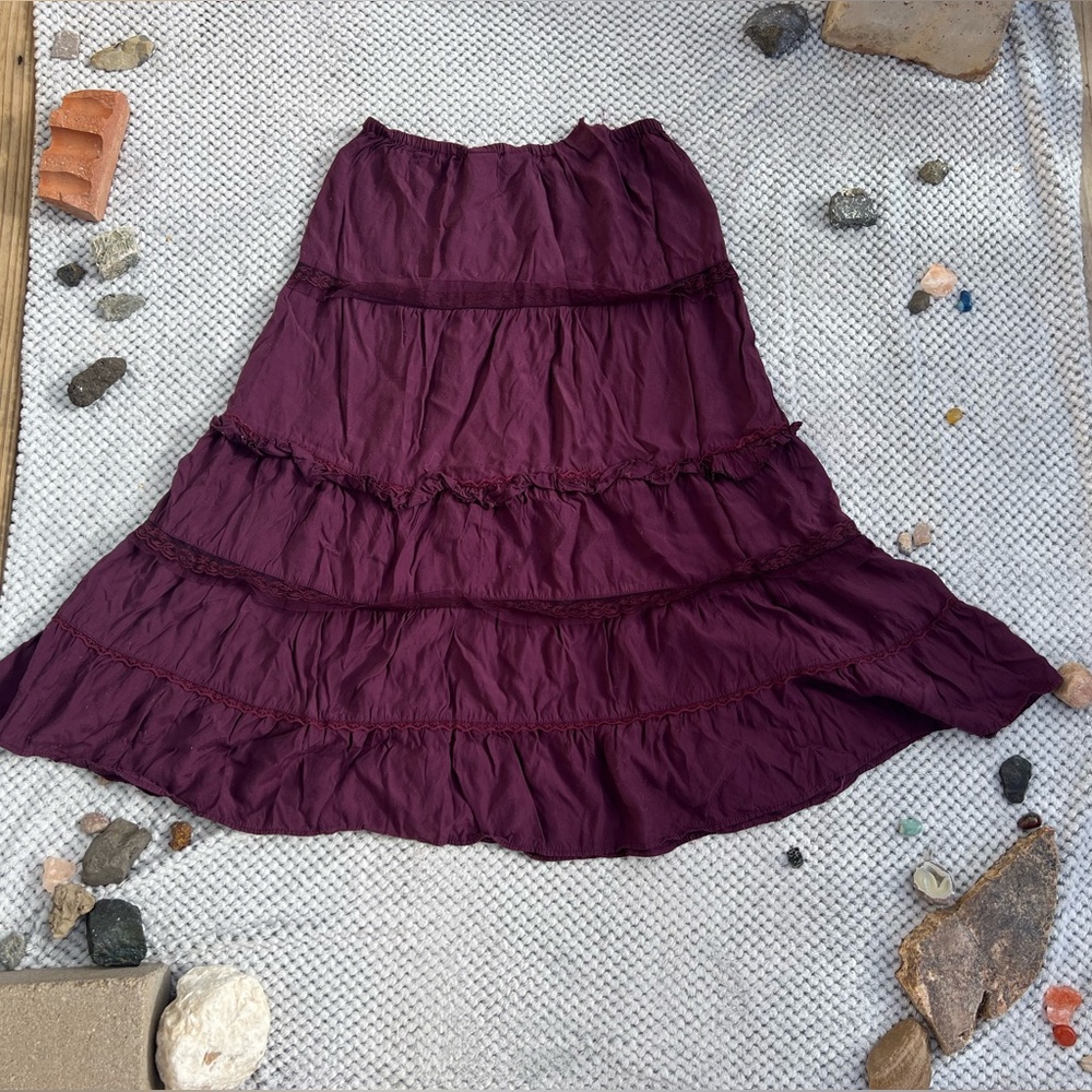 Long flowy purple fairy western skirt with lace